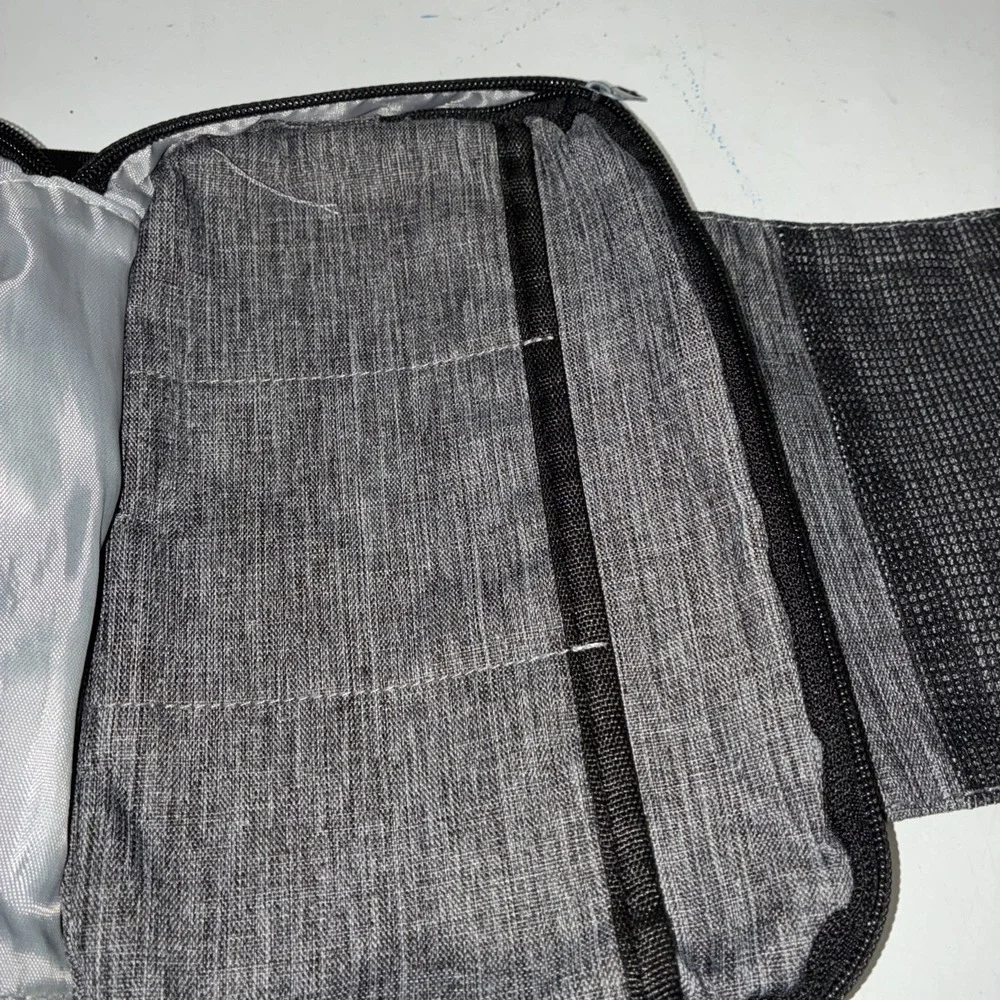 Fosmon Hanging Travel Toiletry Bag, Compact Toiletries Organizer, Gray